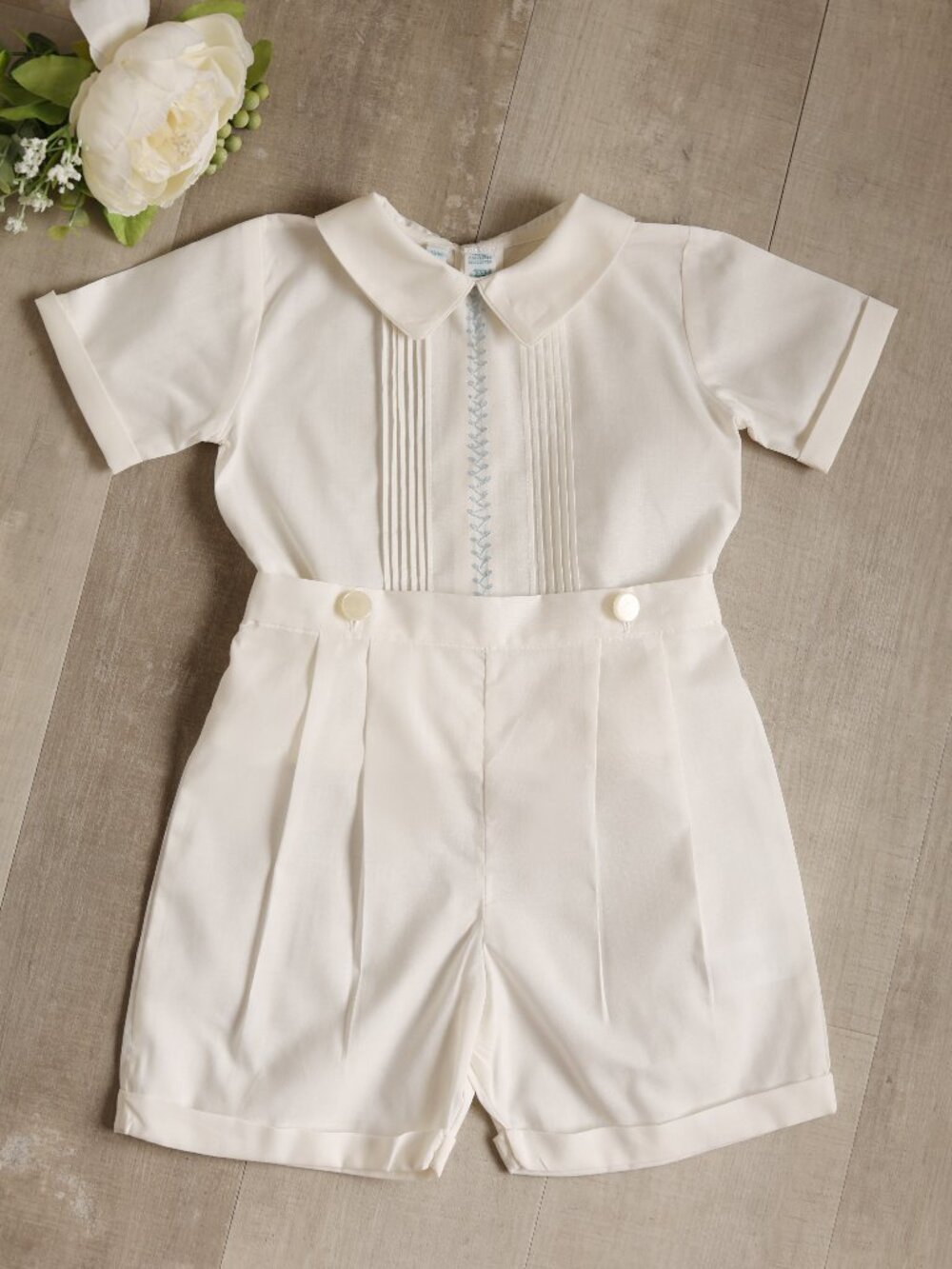Vintage Bobby Suit Ivory and Blue Feltman Brother Ring Bearer Portrait 18M NWT